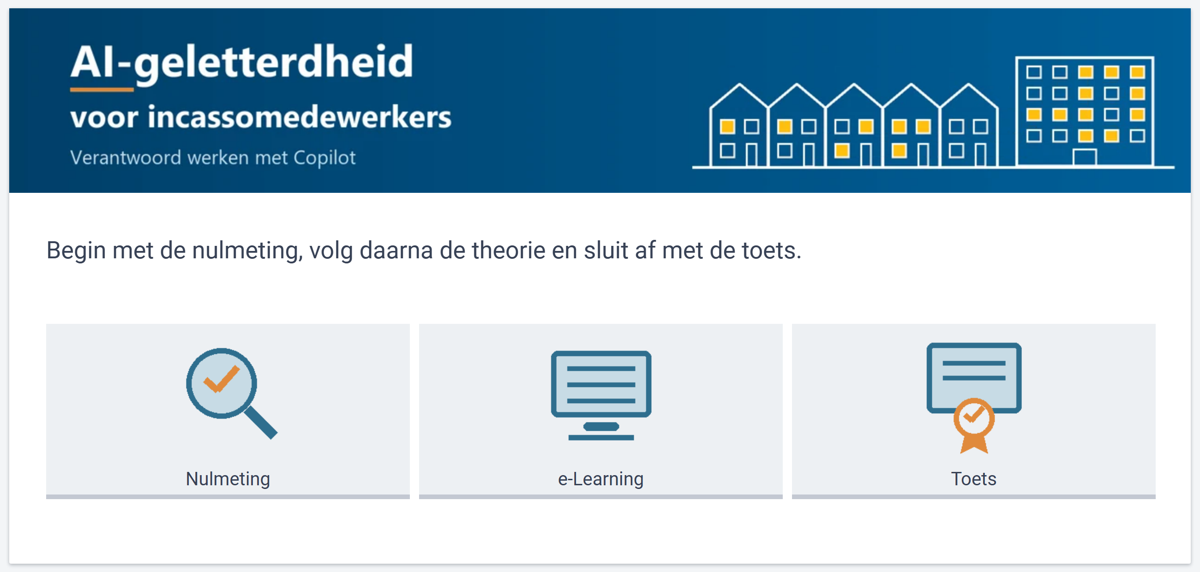 De portal met de tegels nulmeting, e-Learning en toets